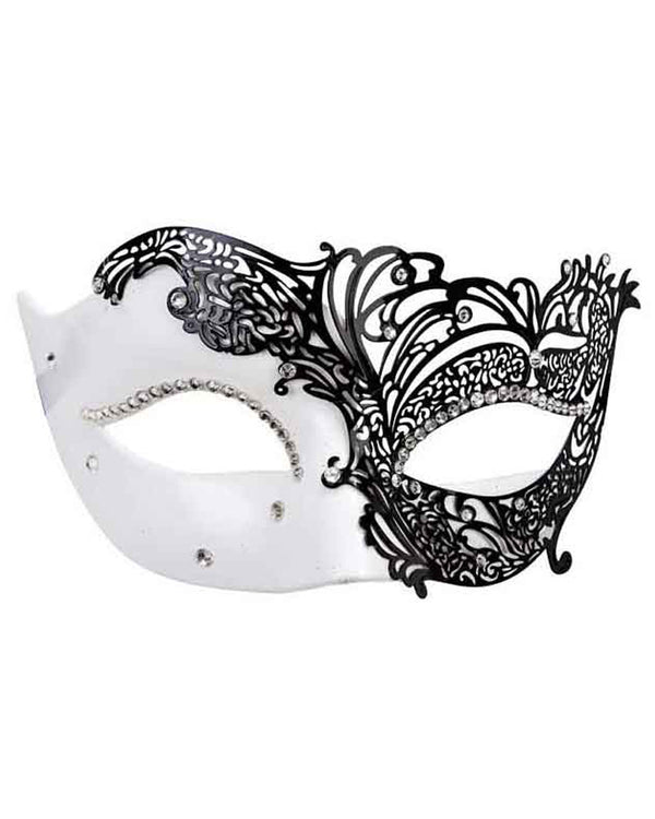 White and Black Filigree Eye Mask