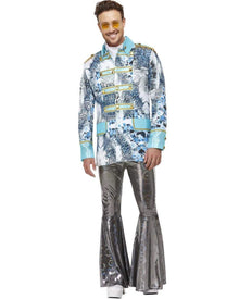 60s White and Blue Carnival Jacket Mens Costume