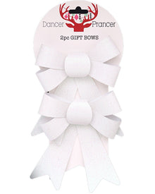 Christmas White Bows Pack of 2 18cm
