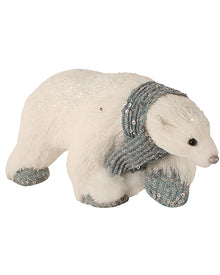 White Christmas Polar Bear Walking With Scarf Ornament 21cm