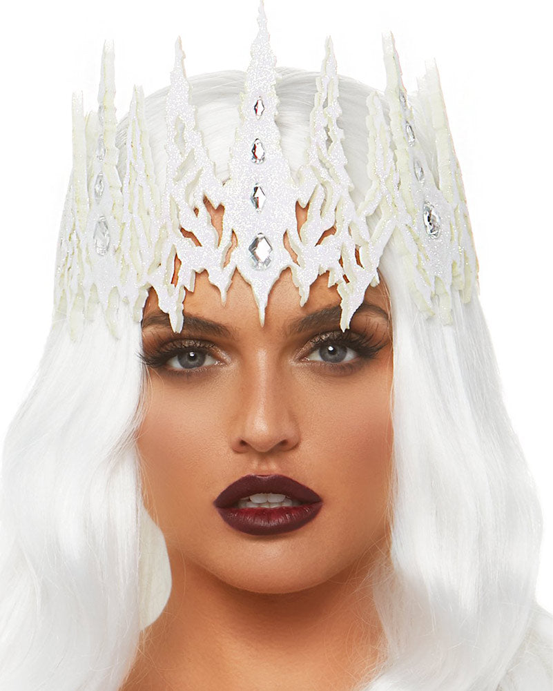 White Die Cut Jewelled Glitter Crown