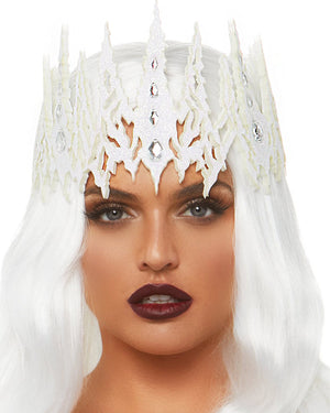 White Die Cut Jewelled Glitter Crown