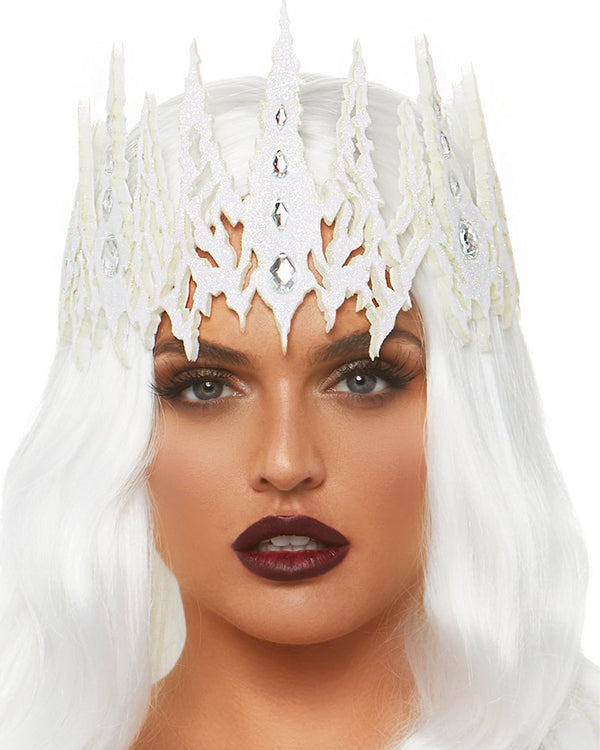 White Die Cut Jewelled Glitter Crown