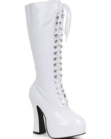 White Easy Lace Knee High Deluxe Womens Boots