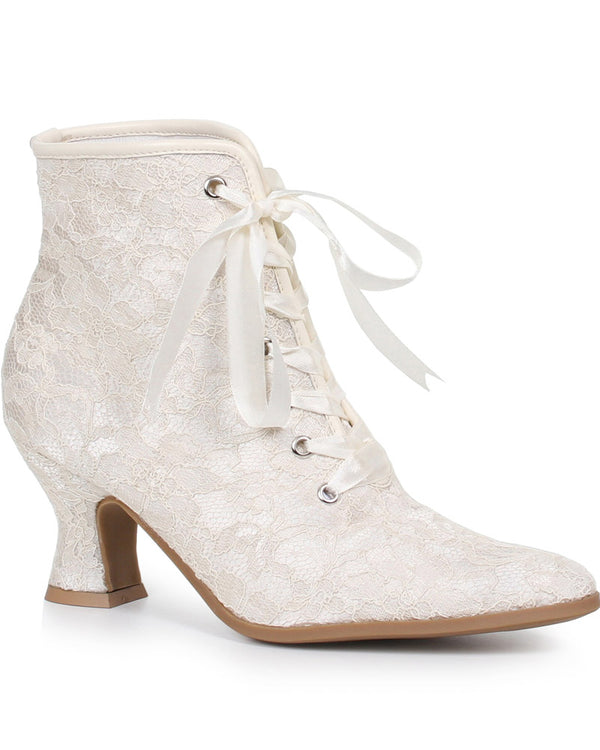 White Elizabeth Victorian Womens Boots