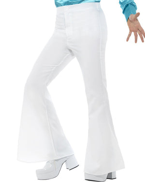 70s White Flared Mens Trousers