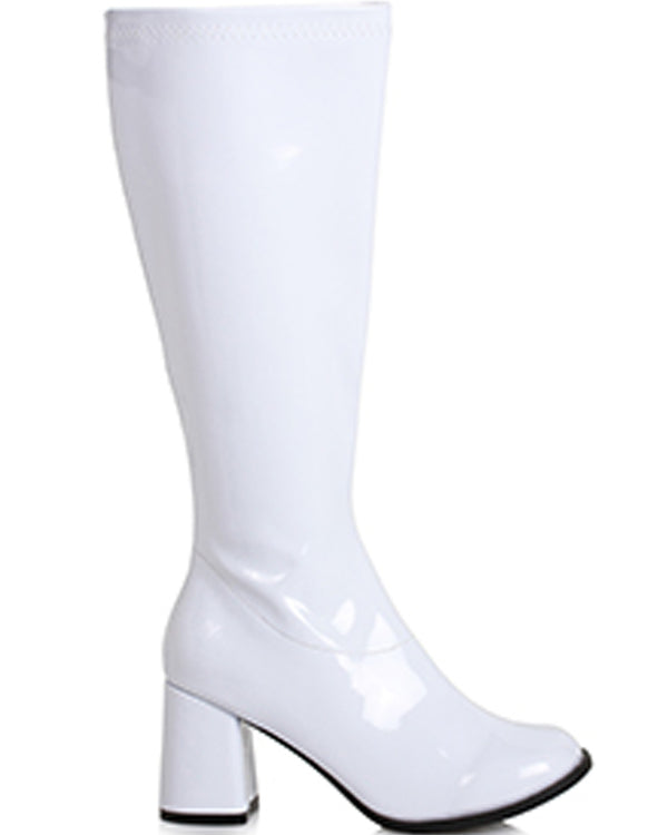 White Patent Wide Fit Go Go Womens Boots