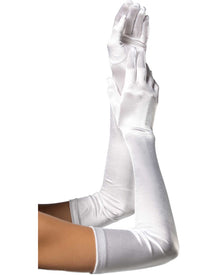 White Satin Gloves