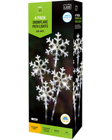 White Snowflake Path Solar Christmas Lights Pack of 4