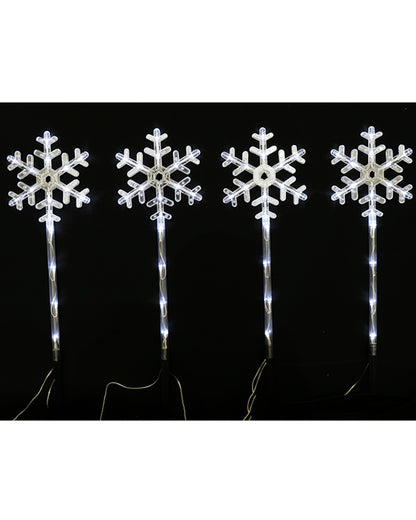 White Snowflake Path Solar Christmas Lights Pack of 4