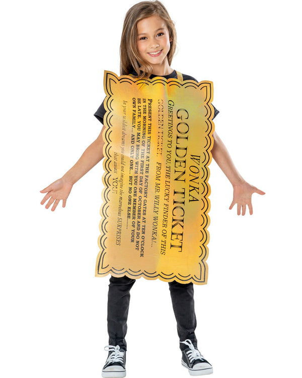Willy Wonka Golden Ticket Tabard Kids Costume