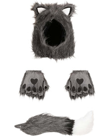 Wolf Hood Hands and Tail Set For Halloween