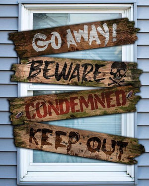 Haunted Window Boards with Words Pack of 4