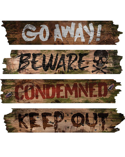 Haunted Window Boards with Words Pack of 4