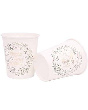Christmas Foiled Mistletoe Paper Cup 200ml Pack of 12