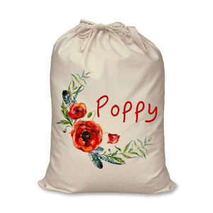 Poppy Flowers Personalised Santa Sack