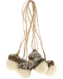 Cream Wool Glitter Acorn Pack of 6