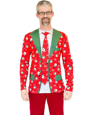 Christmas Suit Faux Real Mens Shirt