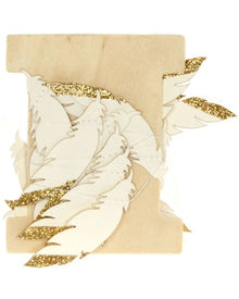 White Paper Feather with Gold Glitter Christmas Garland 1.5m