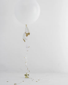 White Paper Feather with Gold Glitter Christmas Garland 1.5m