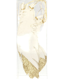 White Paper Feather with Gold Glitter Pack of 9
