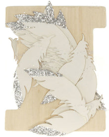 White Paper Feather with Silver Glitter Christmas Garland 1.5m
