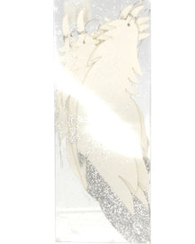 White Paper Feather with Silver Glitter Pack of 9