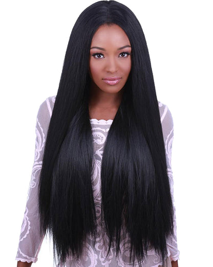 Lace Front Yaki Premium Long Black Wig
