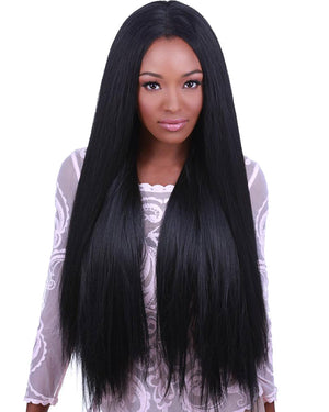 Lace Front Yaki Long Black Premium Wig
