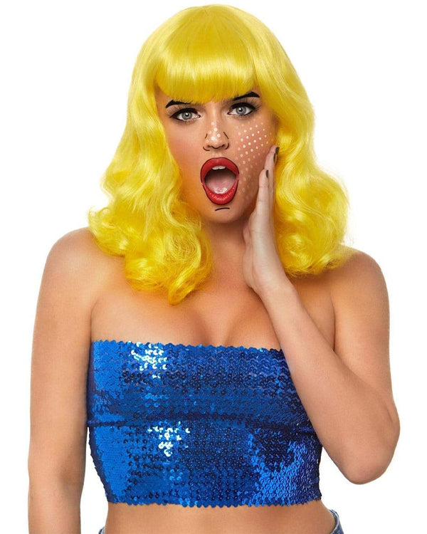 Retro Bangs Short Curly Yellow Wig