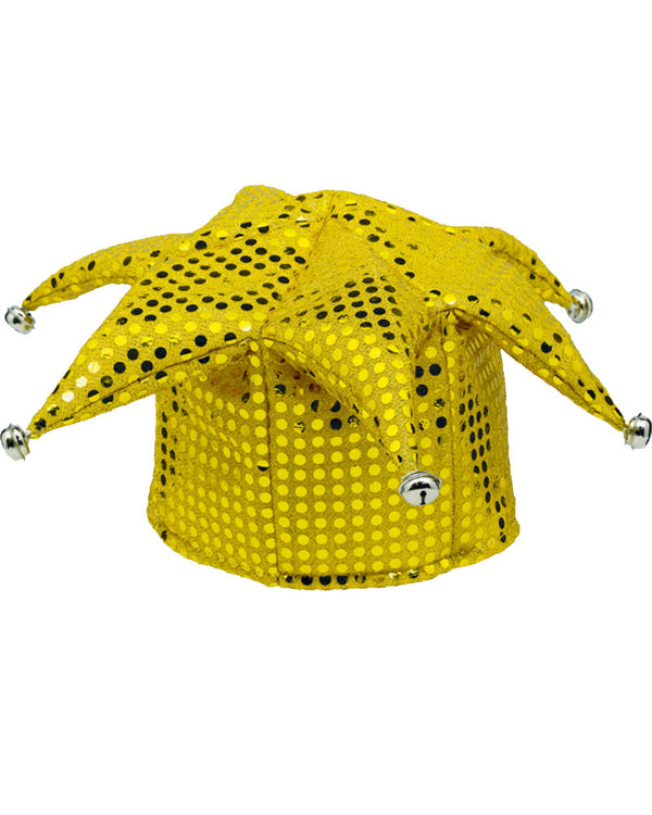 Yellow Sequin Jester Hat