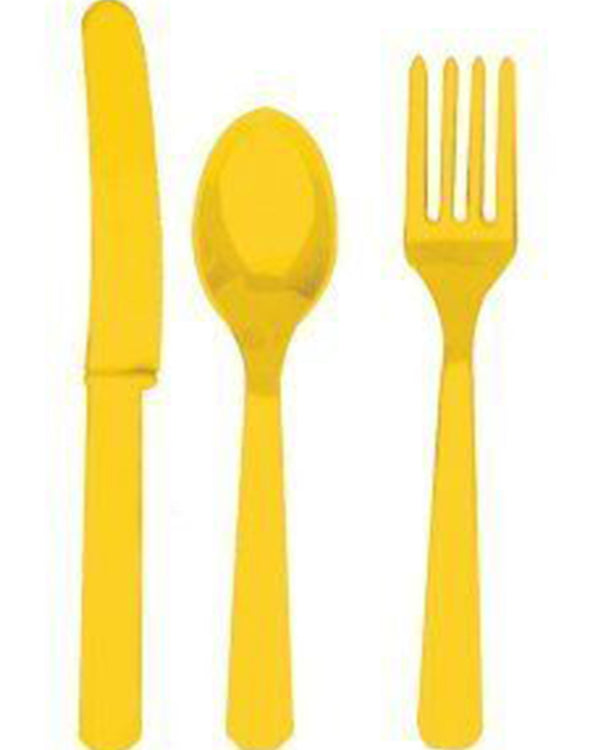 Sunshine Yellow Premium Assorted Cutlery Pack of 24