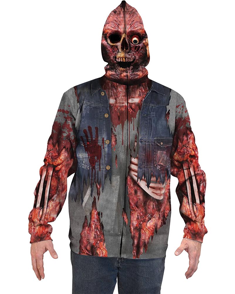 Zombie Mask Faux Real Hoodie